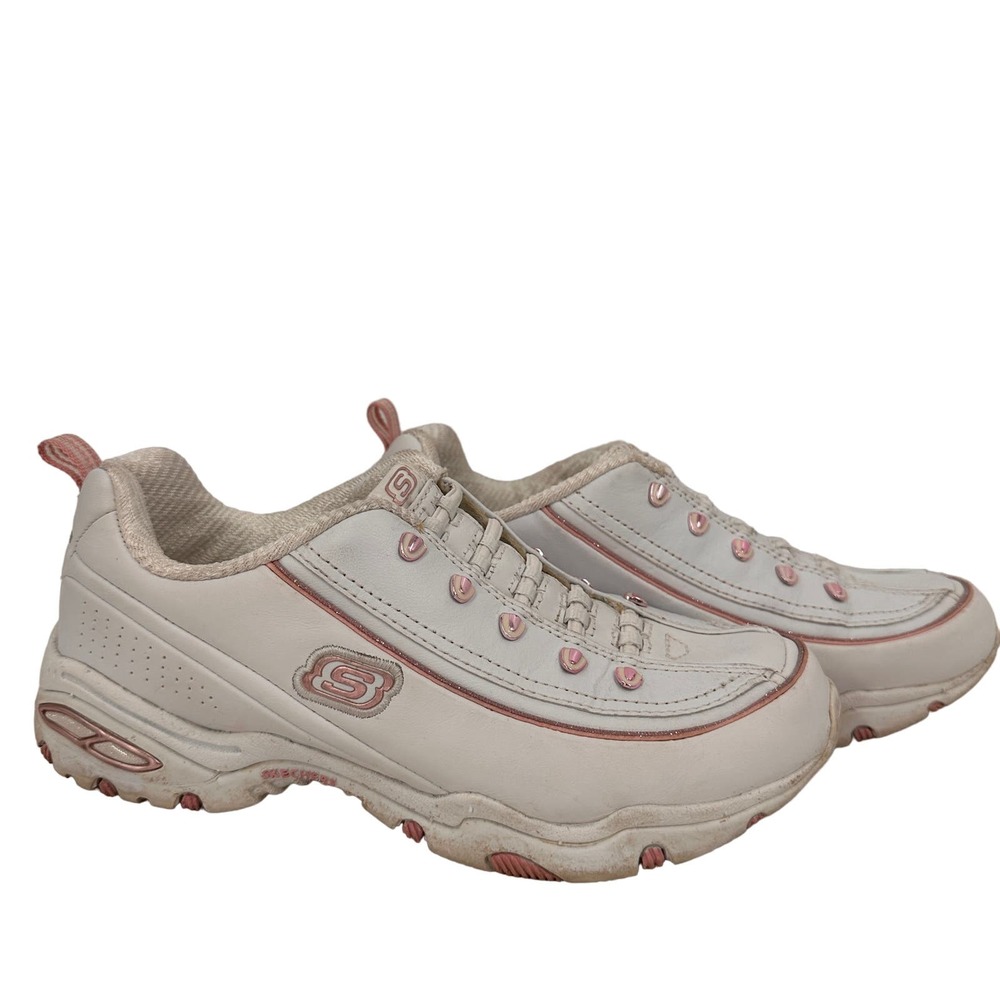REDUCED- Skechers Sport White & Pink Slip On Sneakers Size 5